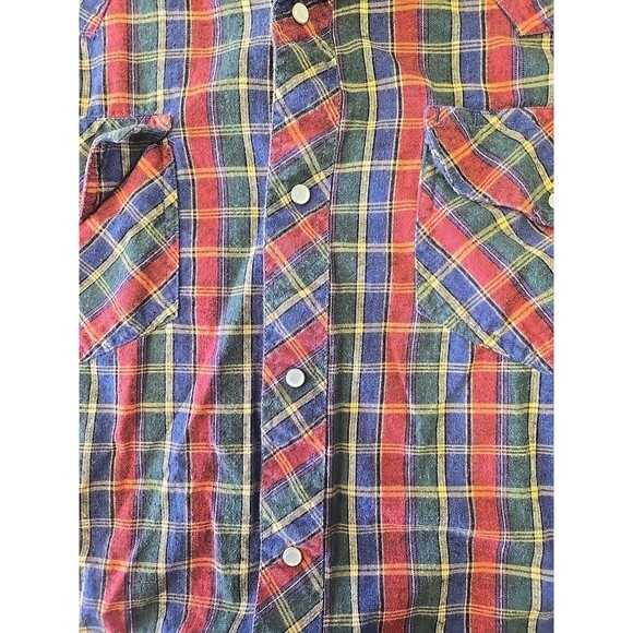 Mesa Western Plaid Short Sleeve Shirt Menswear Cowboy Ranch XLT Pearl Snap - Picture 6 of 6